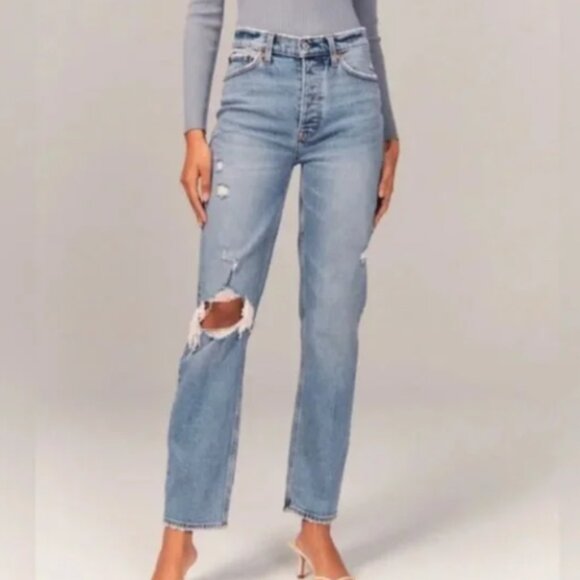 ABERCROMBIE & FITCH | CURVE LOVE HIGH RISE DAD JEAN | 25 X SHORT - Picture 1 of 5